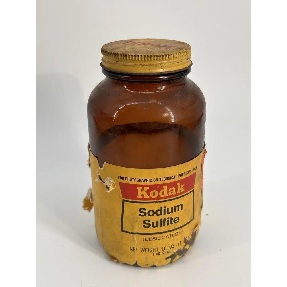Vintage Kodak Sodium Sulfite (Desiccated) 1LB‎ Amber Glass Bottle